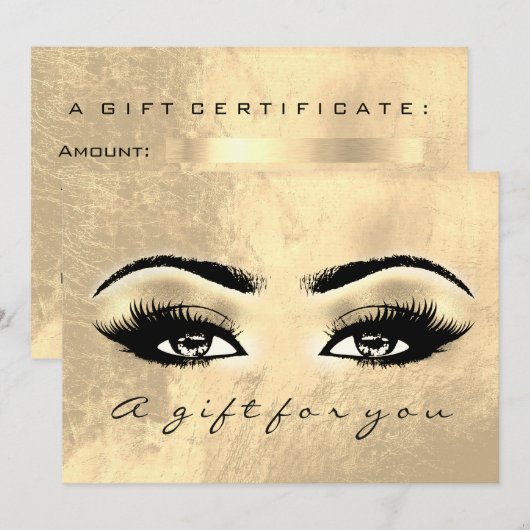 Gift Certificate Brown Eye Gold Lash Beauty Makeup (Voorkant / Achterkant)