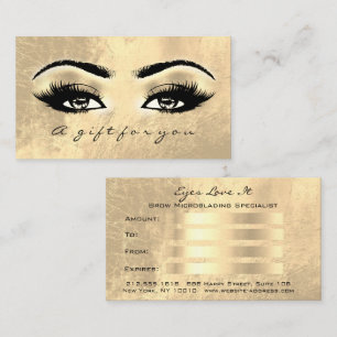 Gift Certificate Brows Makeup Gold Lashes Makeup Kortingskaartje