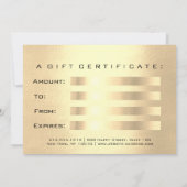 Gift Certificate Champaign Gold Lash Beauty Makeup (Achterkant)