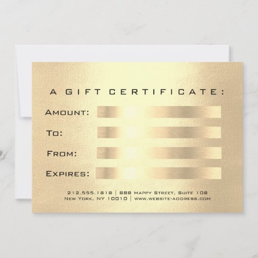 Gift Certificate Champaign Gold Lash Beauty Makeup (Achterkant)