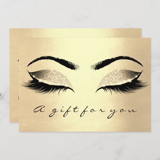 Gift Certificate Champaign Gold Lash Beauty Makeup (Voorkant / Achterkant)