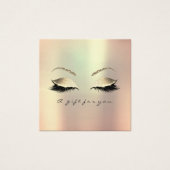 Gift Certificate Champaign Gold Lashes Makeup Glam Vierkante Visitekaartjes (Voorkant)