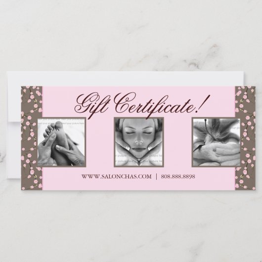 Gift Certificate Cherry Blossom Massage Salon Pink (Achterkant)
