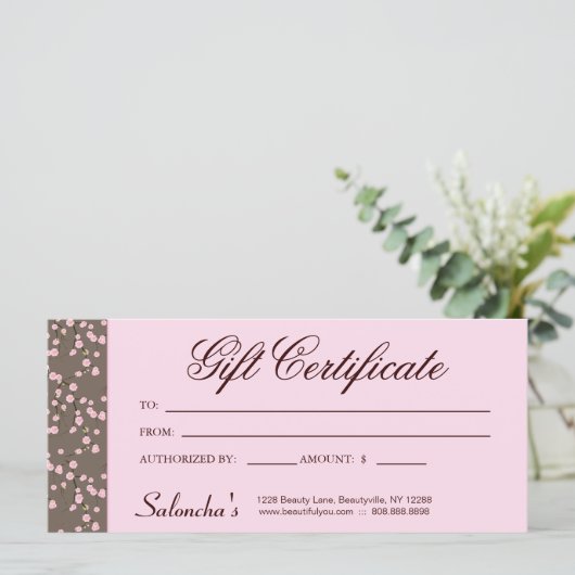 Gift Certificate Cherry Blossom Massage Salon Pink (Staand voorkant)
