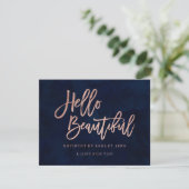 Gift certificate chic roos Gold hallo marvy blue Kaart (Staand voorkant)