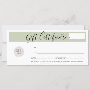GIFT CERTIFICATE elegante zakelijke voucher sage Kaart
