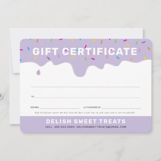 GIFT CERTIFICATE frosting color sprinkles lilac (Voorkant)