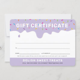 GIFT CERTIFICATE frosting color sprinkles lilac