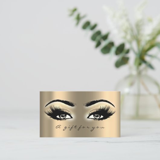 Gift Certificate Gift Gold Lashes Makeup Artist Kortingskaartje (Staand voorkant)