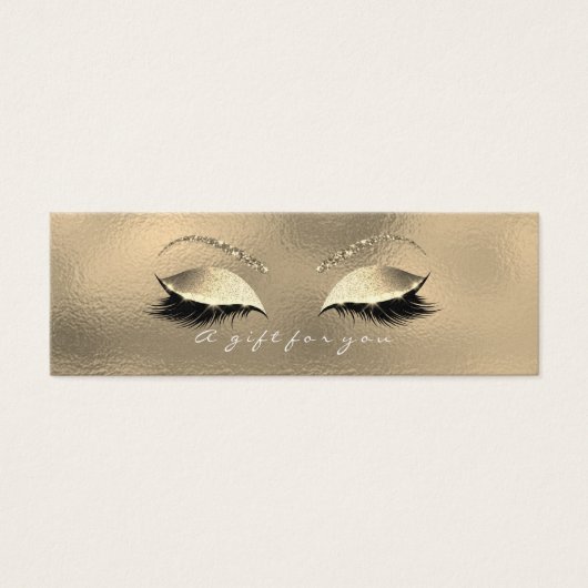 Gift Certificate Glass Faux Gold Lashes Makeup Mini Visitekaartjes (Voorkant)