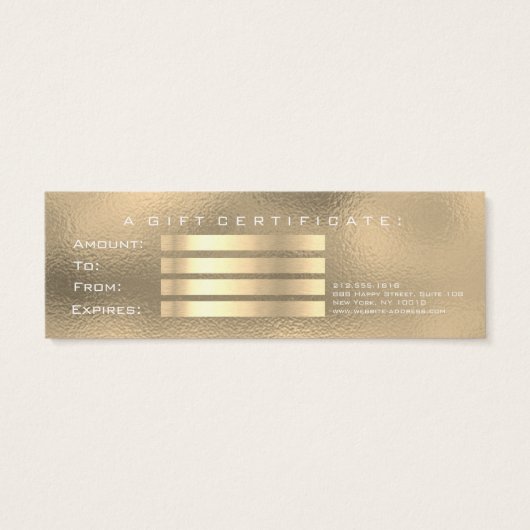 Gift Certificate Glass Faux Gold Lashes Makeup Mini Visitekaartjes (Achterkant)
