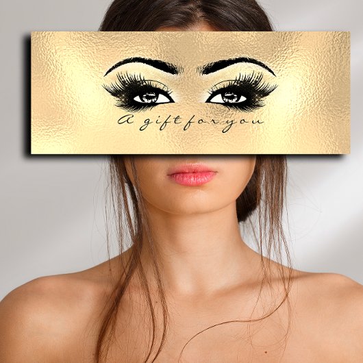 Gift Certificate Glass Gold Lashes Eyes Makeup Mini Visitekaartjes