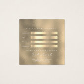 Gift Certificate Glass Metallic Gold Lashes Makeup Vierkante Visitekaartjes (Achterkant)
