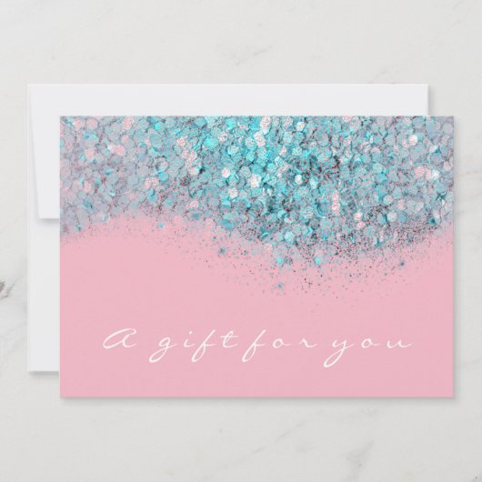 Gift Certificate Glitter Blue Roze White Ocean (Voorkant)