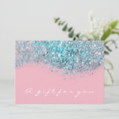 Gift Certificate Glitter Blue Roze White Ocean (Staand voorkant)