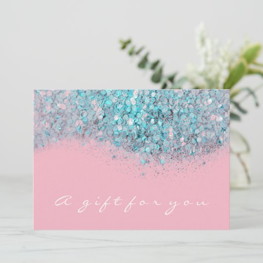 Gift Certificate Glitter Blue Roze White Ocean (Staand voorkant)