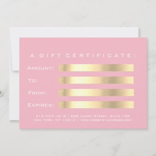 Gift Certificate Glitter Blue Roze White Ocean (Achterkant)