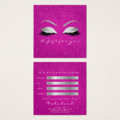 Gift Certificate Glitter Lash Grey Hot Pink Makeup Vierkante Visitekaartjes (Voorkant /achterkant)