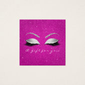 Gift Certificate Glitter Lash Grey Hot Pink Makeup Vierkante Visitekaartjes (Voorkant)