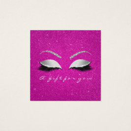 Gift Certificate Glitter Lash Grey Hot Pink Makeup Vierkante Visitekaartjes