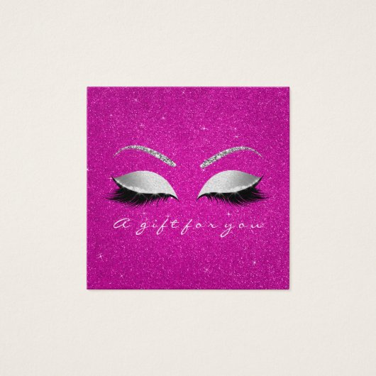 Gift Certificate Glitter Lash Grey Hot Pink Makeup Vierkante Visitekaartjes (Voorkant)