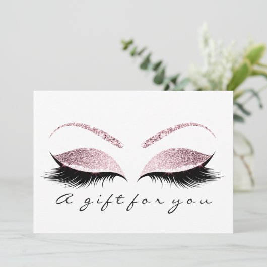 Gift Certificate Glitter Pink Lashes Beauty Makeup (Staand voorkant)