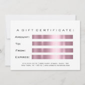 Gift Certificate Glitter Pink Lashes Beauty Makeup (Achterkant)
