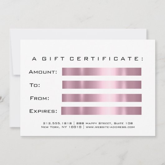 Gift Certificate Glitter Pink Lashes Beauty Makeup (Achterkant)