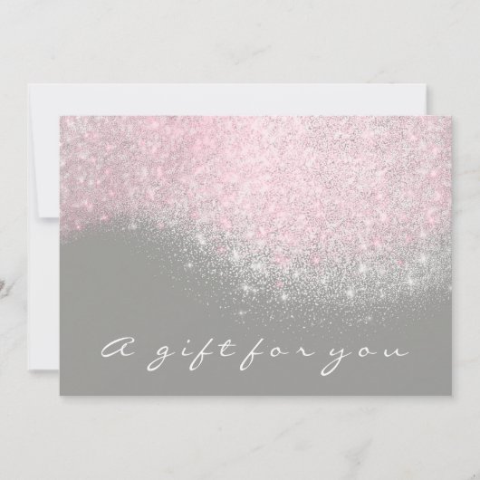 Gift Certificate Glitter Silver Gray Pastel Roze (Voorkant)