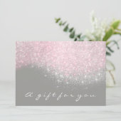 Gift Certificate Glitter Silver Gray Pastel Roze (Staand voorkant)