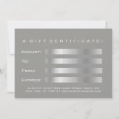 Gift Certificate Glitter Silver Gray Pastel Roze (Achterkant)