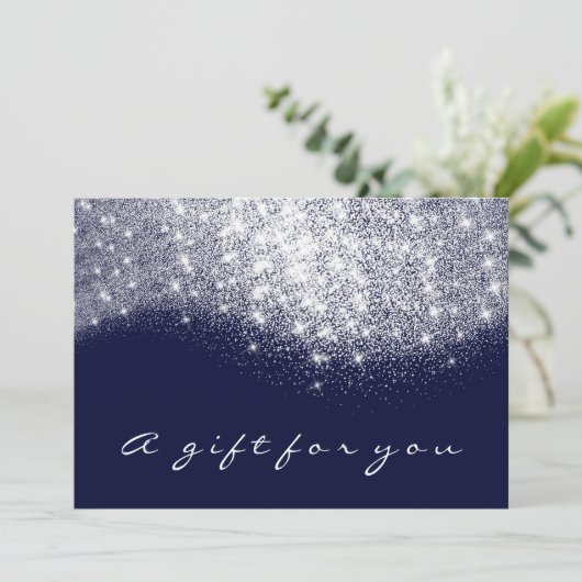 Gift Certificate Glitter Silver Grey Blue Navy (Staand voorkant)