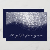 Gift Certificate Glitter Silver Grey Blue Navy (Voorkant / Achterkant)