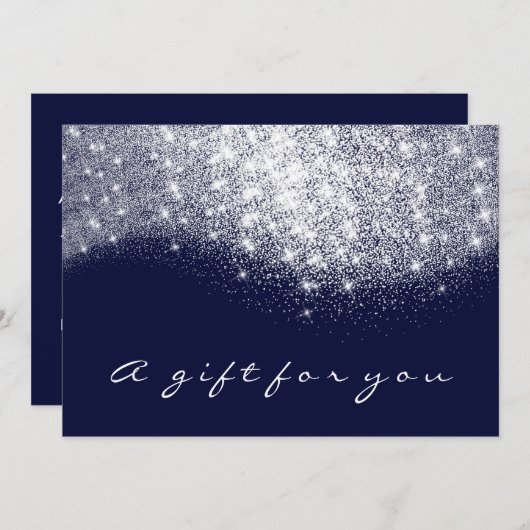 Gift Certificate Glitter Silver Grey Blue Navy (Voorkant / Achterkant)