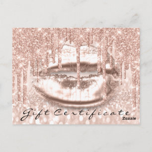 Gift Certificate Glitter Sparkly Kiss Lip Makeup Briefkaart