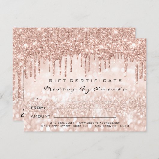 Gift Certificate Glitter Sparkly Kiss Lips Makeup Briefkaart (Voorkant / Achterkant)