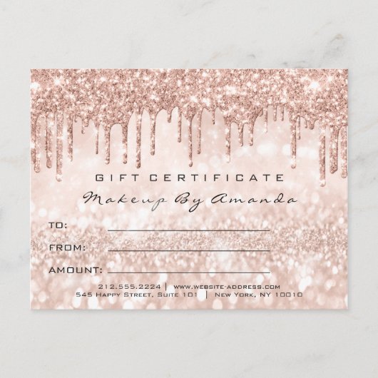 Gift Certificate Glitter Sparkly Kiss Lips Makeup Briefkaart (Voorkant)