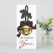 Gift Certificate Gold Bell Dark Red Ribbon (Staand voorkant)
