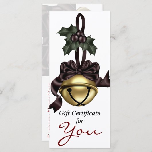 Gift Certificate Gold Bell Dark Red Ribbon (Voorkant / Achterkant)