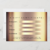 Gift Certificate Gold Blush Lash Beauty Makeup Kaart (Achterkant)