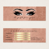 Gift Certificate Gold Copper Lashes Makeup Artist Mini Visitekaartjes (Voorkant /achterkant)