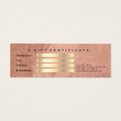 Gift Certificate Gold Copper Lashes Makeup Artist Mini Visitekaartjes (Achterkant)