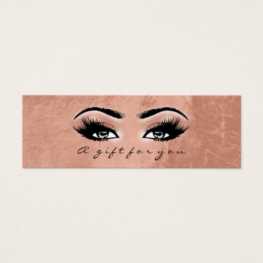 Gift Certificate Gold Copper Lashes Makeup Artist Mini Visitekaartjes (Voorkant)