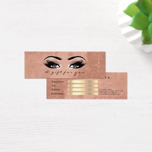 Gift Certificate Gold Copper Lashes Makeup Artist Mini Visitekaartjes (Bureau)