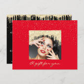 Gift Certificate Gold Drip Vakantie Confetti Red Briefkaart (Voorkant / Achterkant)