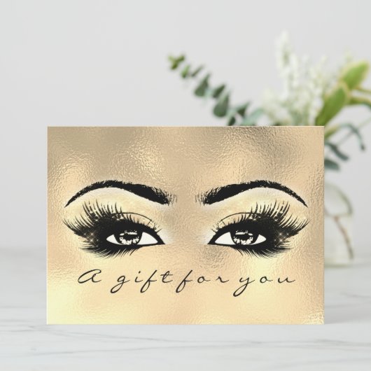 Gift Certificate Gold Glass Lashes Beauty Makeup (Staand voorkant)