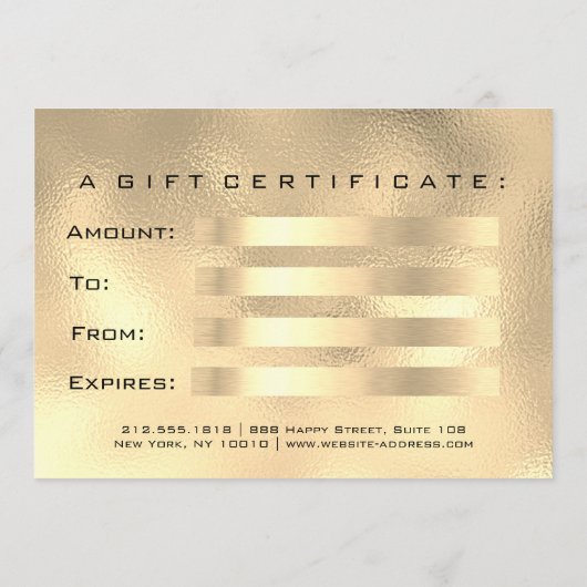 Gift Certificate Gold Glass Lashes Beauty Makeup (Achterkant)