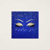 Gift Certificate Gold Glitter Lashes Blue Makeup Vierkante Visitekaartjes (Voorkant)