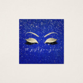 Gift Certificate Gold Glitter Lashes Blue Makeup Vierkante Visitekaartjes