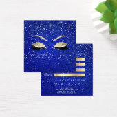 Gift Certificate Gold Glitter Lashes Blue Makeup Vierkante Visitekaartjes (Bureau)